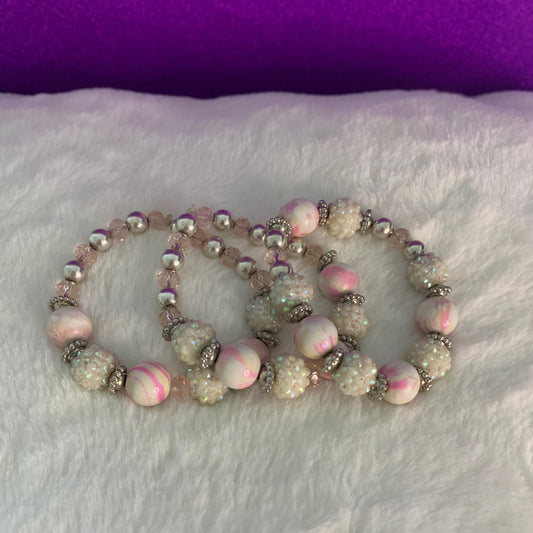 Pink and White Bracelet Set